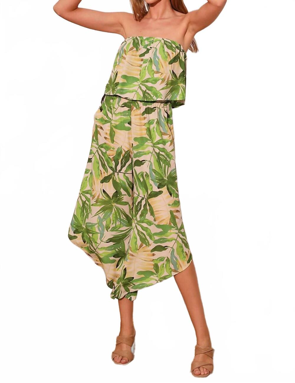 NEW TYCHE have you ever lightweight strapless jumpsuit in green